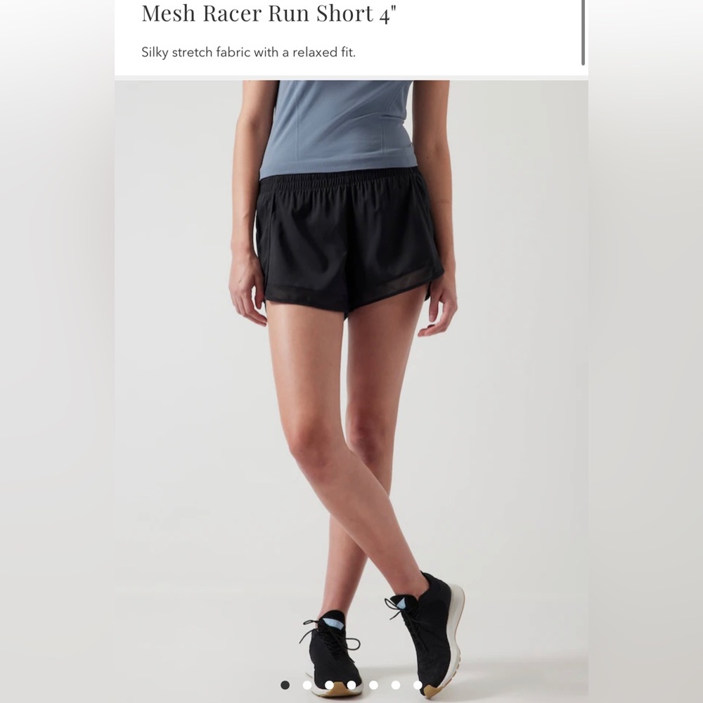 Athleta Black Mesh Racer Run 4" Shorts